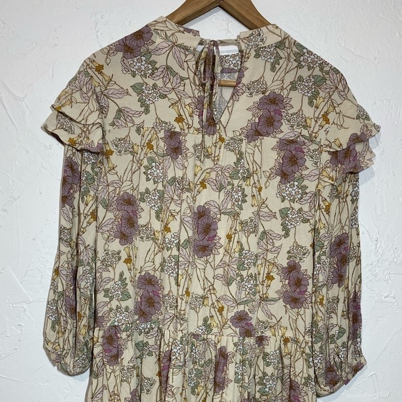 ✅ a.n.a Cottagecore Floral Fall Dress Tiered with Ruffles Sz Small - Picture 7 of 10
